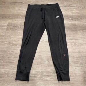 Nike Pants‎ Mens Large Black Cotton Drawstring Lounge Sweatpant Fleece 31x29